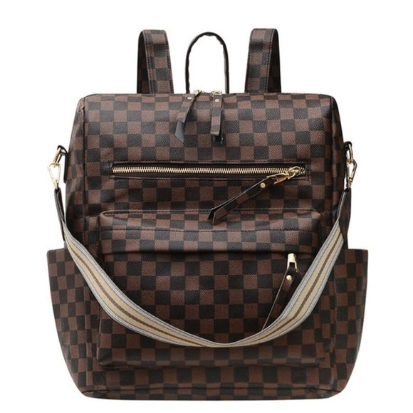 Brown Checker Convertible Guitar Strap Backpack - Picture 4 of 6